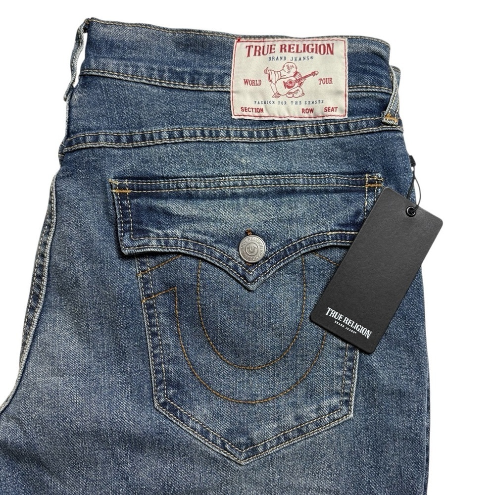NEW True Religion Billy Flap Bootcut Jeans Size 36 Blue Relaxed Fit 36 x 33.5 - Picture 7 of 14